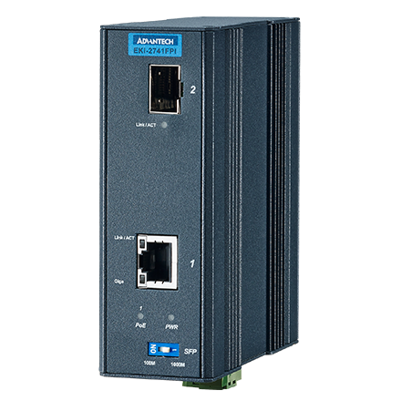 1 Port GbE PoE to SFP Fiber Media Converter, 60 Watt Support